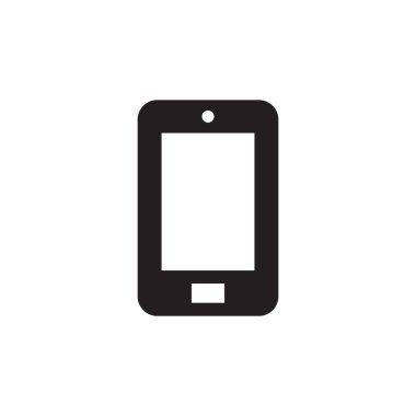 Akıllı telefon - web sitesi, mobil uygulama, sunum ve bilgi için beyaz arkaplan vektör illüstrasyonunda siyah simge. Cep telefonu bilgi konsepti işareti. 