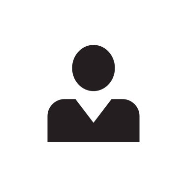 Web sitesi, mobil uygulama, sunum ve bilgi için beyaz arkaplan vektör illüstrasyonunda siyah simge. Soyut insan karakteri kavramı işareti. Grafik tasarım ögesi. 