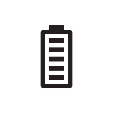 Pil - web sitesi, mobil uygulama, sunum ve bilgi için beyaz arkaplan vektör illüstrasyonunda siyah simge. Mobil enerji kavramı işaret tasarımı. 
