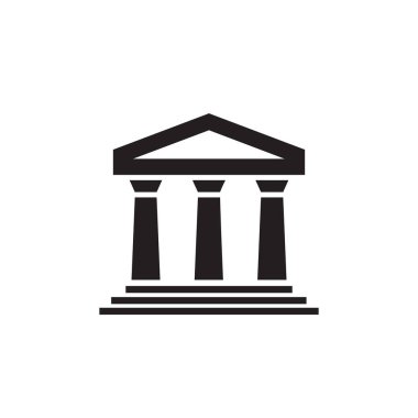 Ev yapımı mimarisi - web sitesi, mobil uygulama, sunum, bilgi için beyaz arkaplan vektör illüstrasyonu üzerine siyah simge. Portico antik bir tapınak konsept tasarımı. 