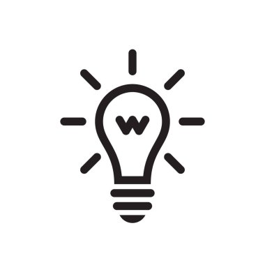 Lightbulb - black icon on white background vector illustration for website, mobile application, presentation, infographic. Electric lamp concept sign design. Power energy. clipart