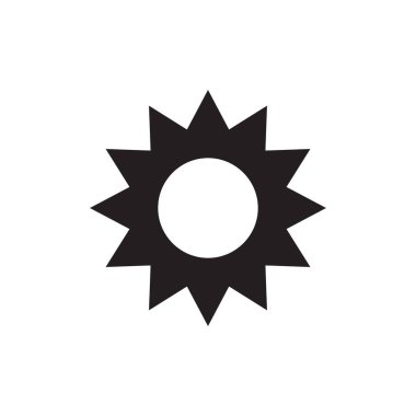 Güneş - web sitesi, mobil uygulama, sunum ve bilgi için beyaz arkaplan vektör illüstrasyonunda siyah simge. Güneş ışığı konsepti işareti. Yıldız sembolü. Grafik tasarım ögesi. 