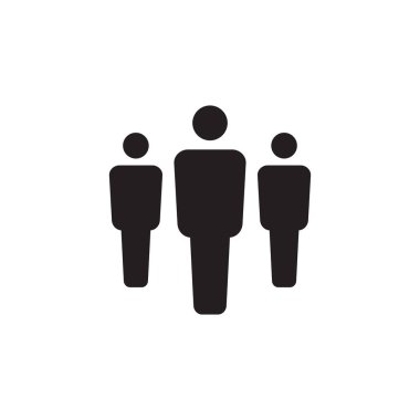 Kişi Grubu - web sitesi, mobil uygulama, sunum, infografik için beyaz arka plan vektör illüstrasyon siyah simge. Fiendship takım çalışması konsept işareti tasarımı. Yönetici liderlik sembolü.