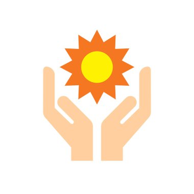 Güneş elde - web sitesi, mobil uygulama, sunum ve bilgi için beyaz arkaplan vektör illüstrasyonunda renkli simge. Yaz cenneti konsept işareti. Grafik tasarım ögesi. 