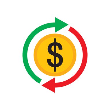 Dolar parası - renkli ikon vektör illüstrasyonu. Nakit geri konsept işareti. 