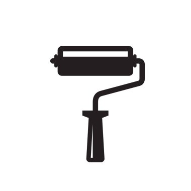 Boya silindiri - web sitesi, mobil uygulama, sunum ve bilgi için beyaz arkaplan vektör illüstrasyonunda siyah simge. Kavram işareti. Grafik tasarım ögesi. 