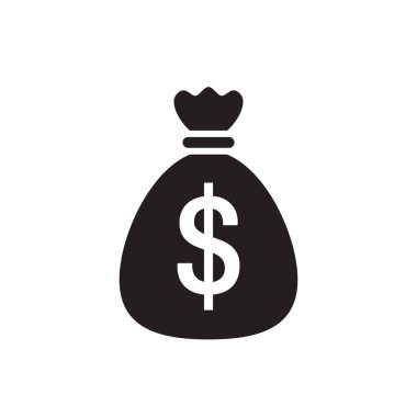 Dolar para çantası - siyah simge vektör illüstrasyonu. 