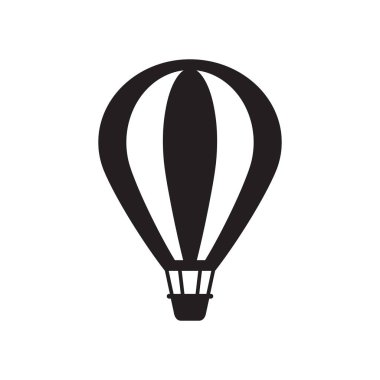Aerostat - web sitesi, mobil uygulama, sunum ve bilgi için beyaz arkaplan vektör illüstrasyonunda siyah simge. Hava balonu kavramı işareti. Grafik tasarım ögesi. 