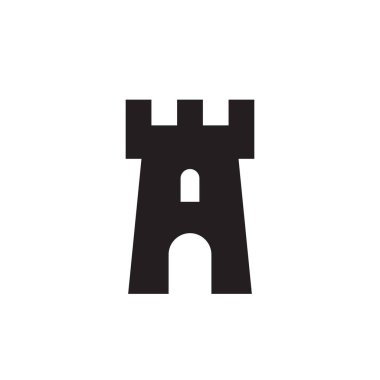 Kule - siyah ikon vektör çizimi. Koruma işareti. Kale sembolü. 