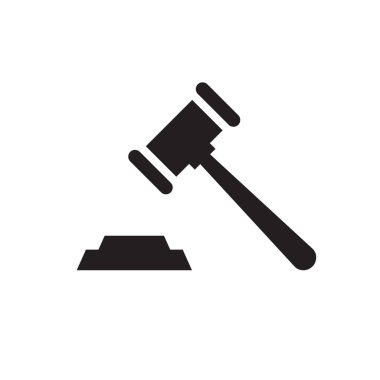 Açık arttırma ya da yargıç çekici - web sitesi, mobil uygulama, sunum, bilgi için beyaz arkaplan vektör illüstrasyonunda siyah simge. Hukuk kavramı işareti. Grafik tasarım ögesi. 