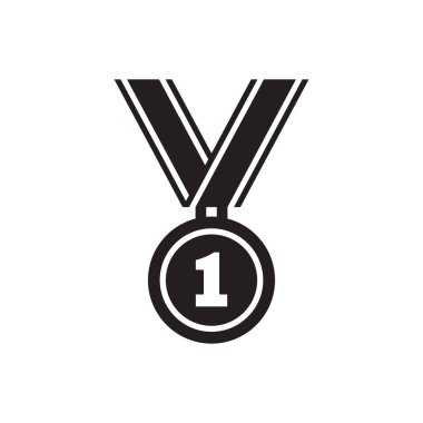 Madalya ödülü ikonu vektör illüstrasyonu. Ödül siyah işareti.  