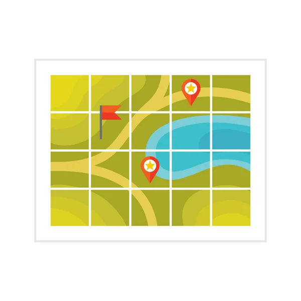 Tourist Map Flat Style Icon White Background Vector Illustration Website — Stock vektor
