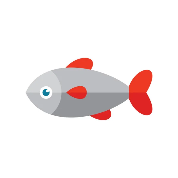 Fish Icona Stile Piatto Sfondo Bianco Illustrazione Vettoriale Sito Web — Vettoriale Stock
