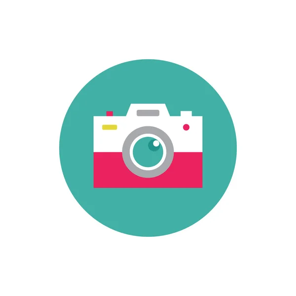 Fotocamera Concept Gekleurd Pictogram Platte Grafische Stijl Teken Voor Website — Stockvector