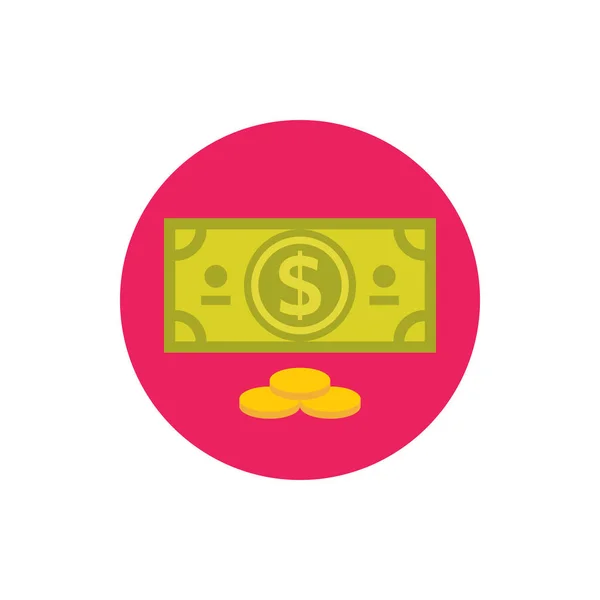 Dollar Paper Gold Coins Money Concept Colored Icon Flat Graphic — ストックベクタ