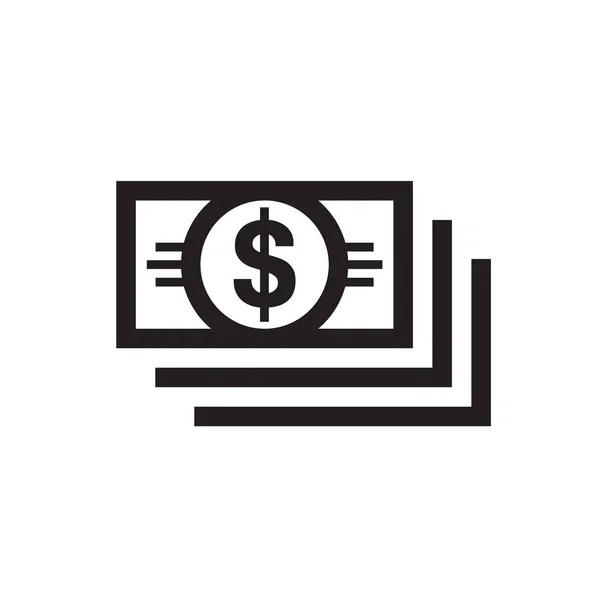 Argent Dollars Icône Noire Sur Fond Blanc Illustration Vectorielle Pour — Image vectorielle