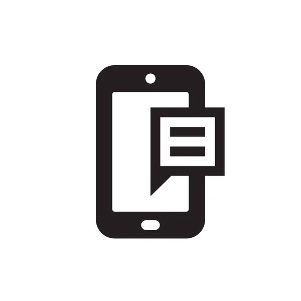 Smartphone Μήνυμα Μαύρο Εικονίδιο Λευκό Φόντο Διανυσματική Απεικόνιση Για Την — Διανυσματικό Αρχείο