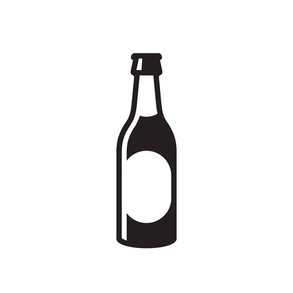 Beer Bottle Black Icon White Background Vector Illustration Website Mobile — Stock Vector