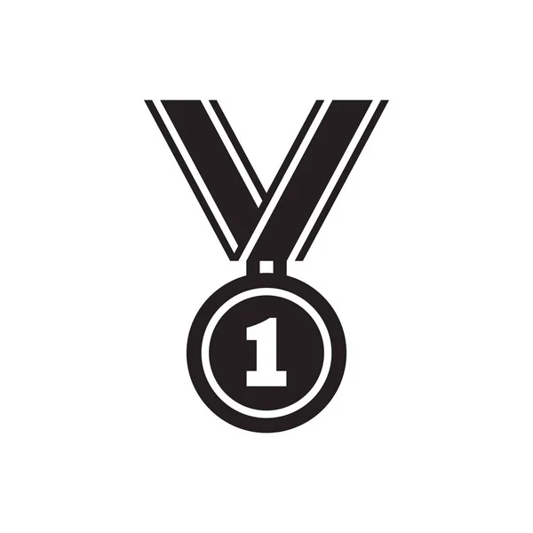 Médaille Icône Prix Vectoriel Illustration Récompense Signe Noir — Image vectorielle