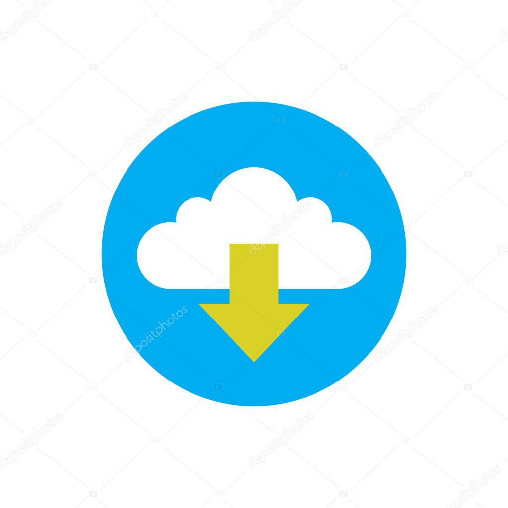 Cloud download - concept icon in flat graphic design style. Sign for website, mobile application, presentation, infographic. Vector illustration.