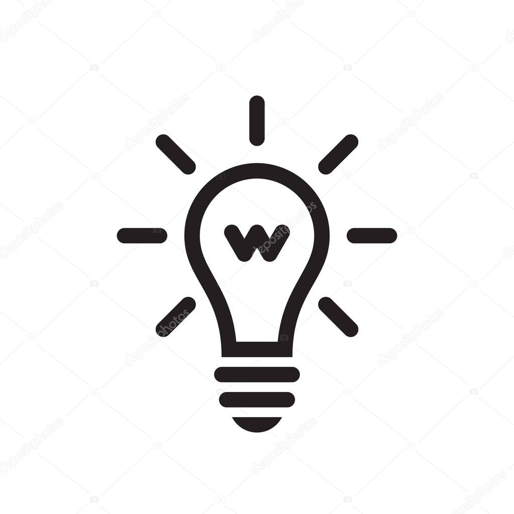 Lightbulb - black icon on white background vector illustration for website, mobile application, presentation, infographic. Electric lamp concept sign design. Power energy.