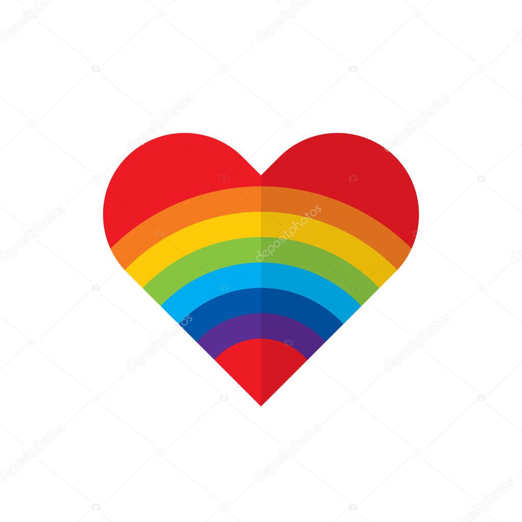 Rainbow heart - vibrant color icon on white background vector illustration for website, mobile application, presentation, infographic. LGBT community concept sign. Graphic design element. 