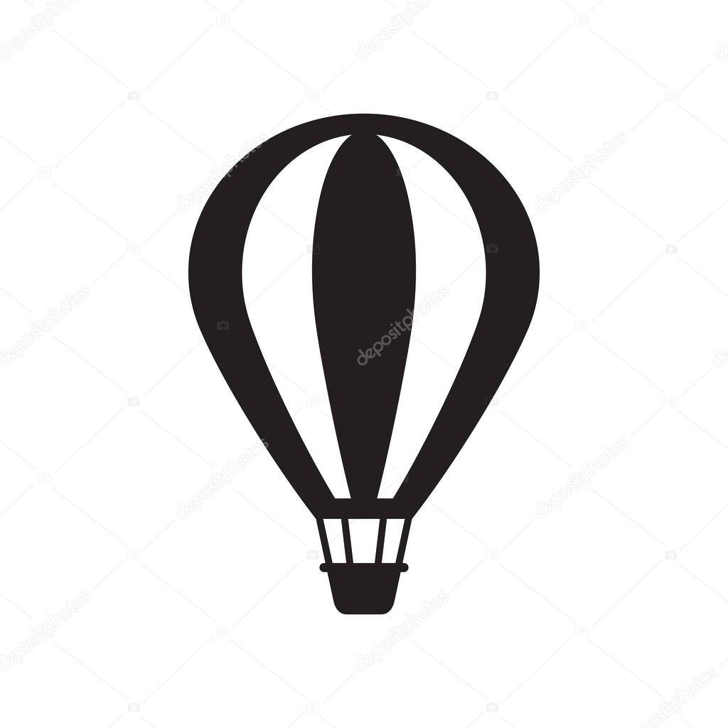 Aerostate - black icon on white background vector illustration for website, mobile application, presentation, infographic. Air balloon concept sign. Graphic design element. 