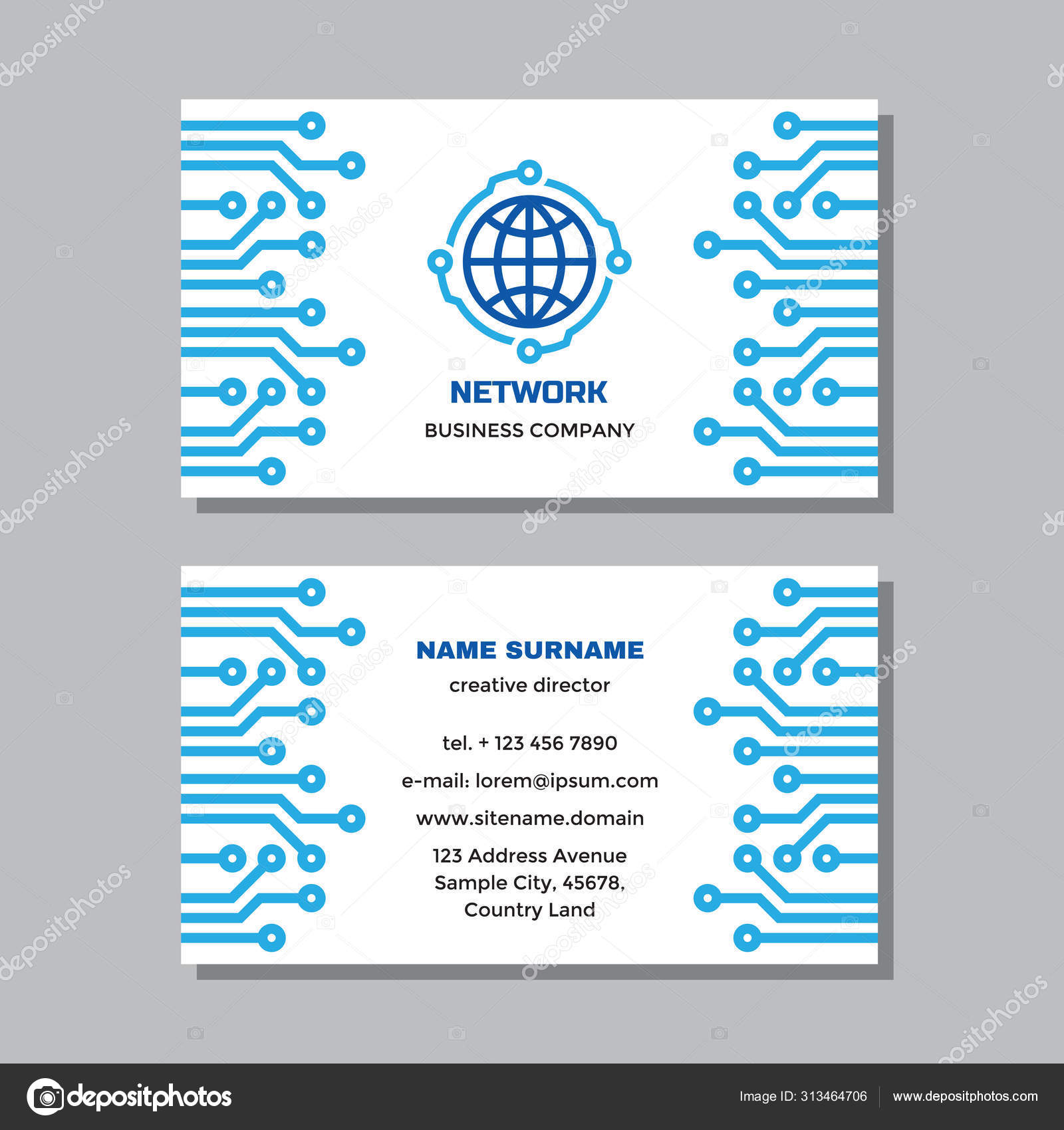 Business Visit Card Template Logo Concept Design Global Network With Regard To Networking Card Template