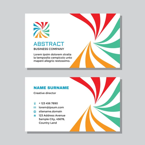 Business Visit Card Template Logo Concept Design Abstract Teamwork Cooperation — Stock Vector