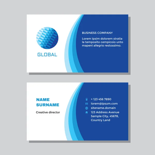 Business Visit Card Template Logo Concept Design Computer Global Network — Stock Vector