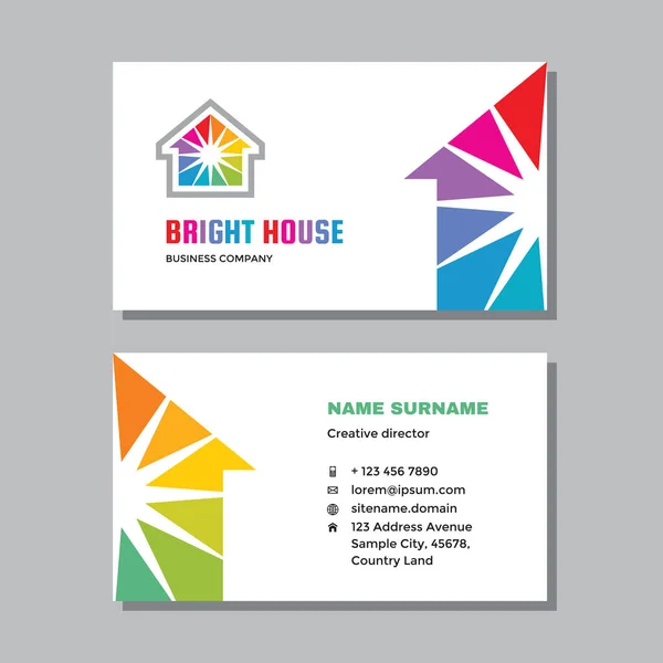 Business Visit Card Template Logo Concept Design Real Estate Building — Stock Vector