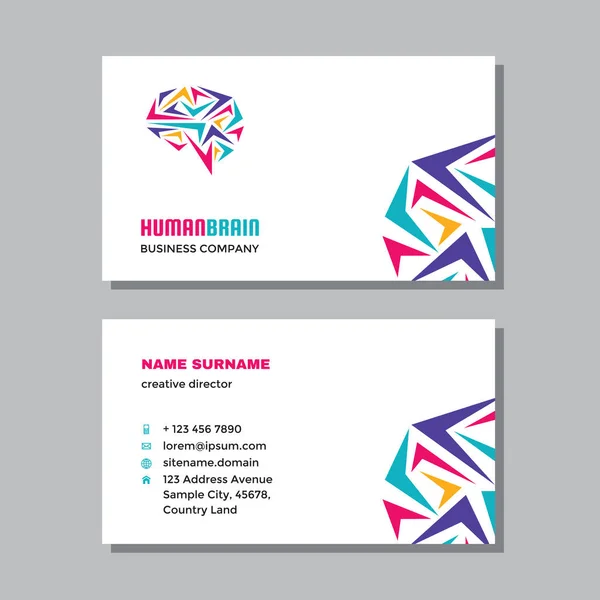 Business Visit Card Template Logo Concept Design Human Brain Creative — Stock Vector