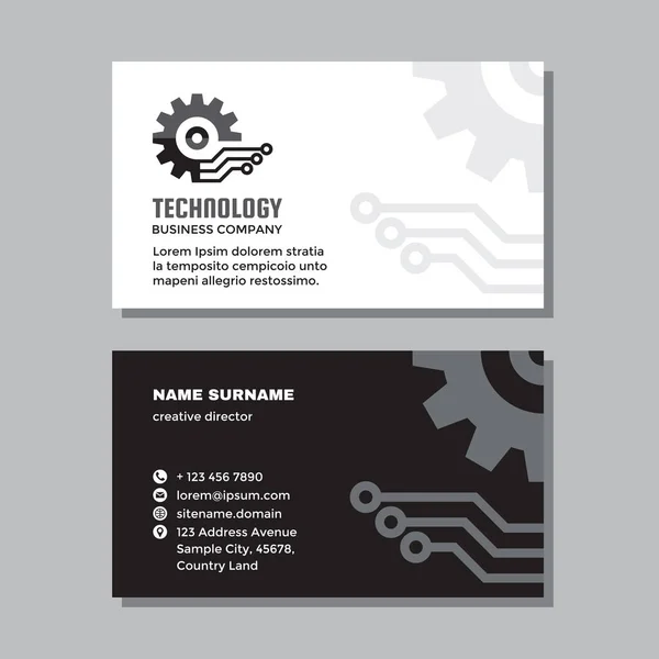 Business Visit Card Template Logo Concept Design Gear Seo Computer — ストックベクタ