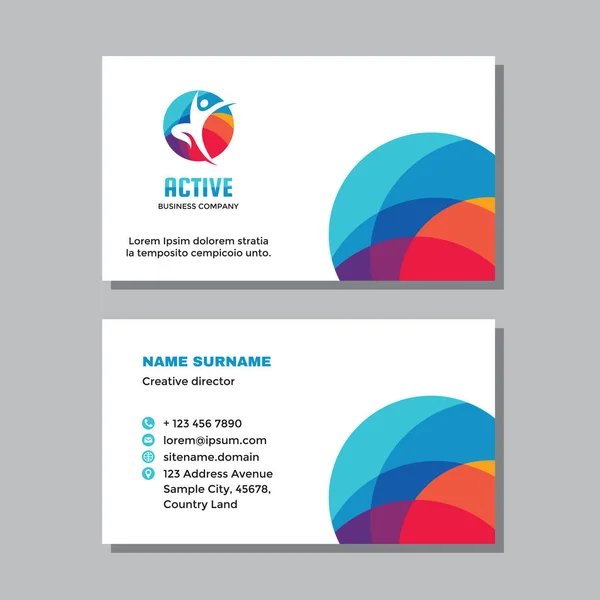 Business Visit Card Template Logo Concept Design Positive Healthcare Branding — Stock Vector