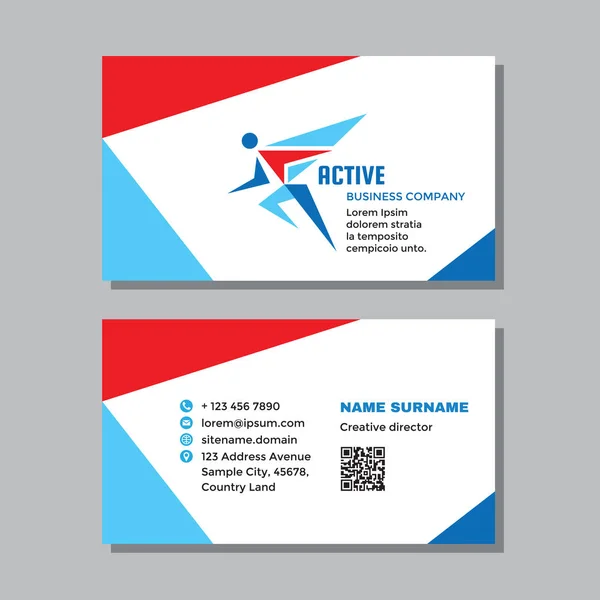Business Visit Card Template Logo Concept Design Sport Fitness Active — Stock Vector
