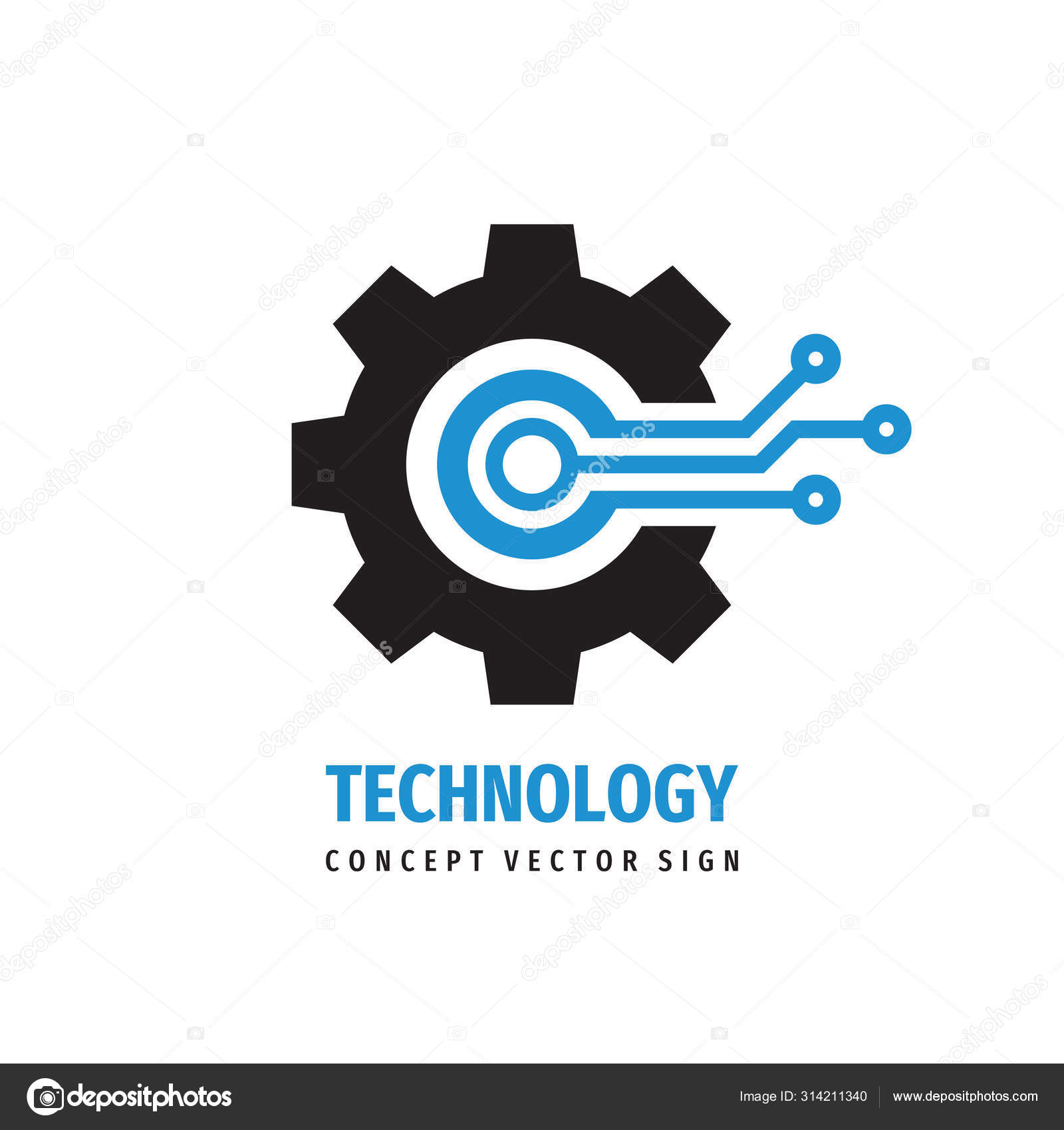 数字科技矢量商业标识模板概念插画齿轮电子厂标志齿轮轮技术符号Seo 的会徽设计元素图库矢量图©serkorkin 314211340