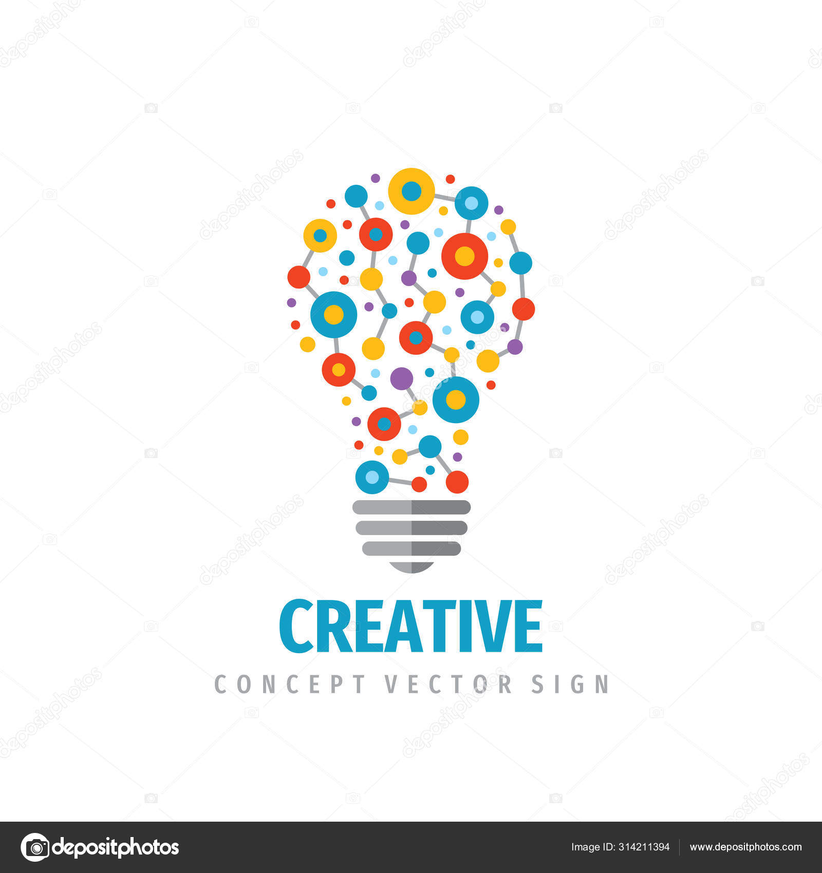 創造的なアイデア ベクトルロゴテンプレートのコンセプトイラスト 電球アイコンのデザイン ストックベクター ©serkorkin 314211394, image size:1600x1700