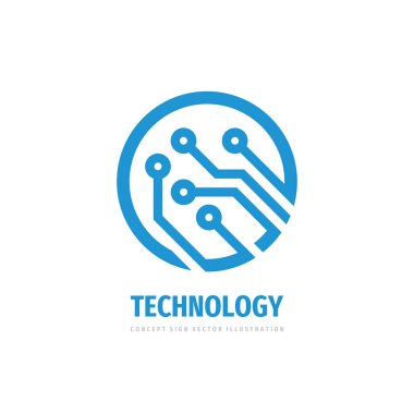 Logo teknolojisi. Elektronik bilgisayar çipi işareti. Ağ sembolü. Vektör çizimi. Grafik tasarımı. 