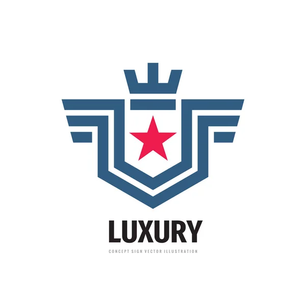 Luxury Концепция Дизайна Логотипа Бизнеса Абстрактный Щит Крыльями Короной Звездой — стоковый вектор