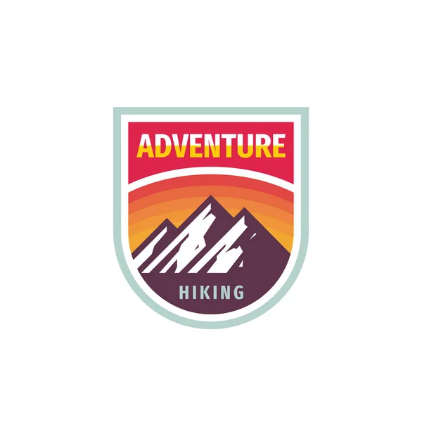 Adventure Mountain Hiking Concept Badge Design Climbing Creative Logo Expedition — Stock Vector