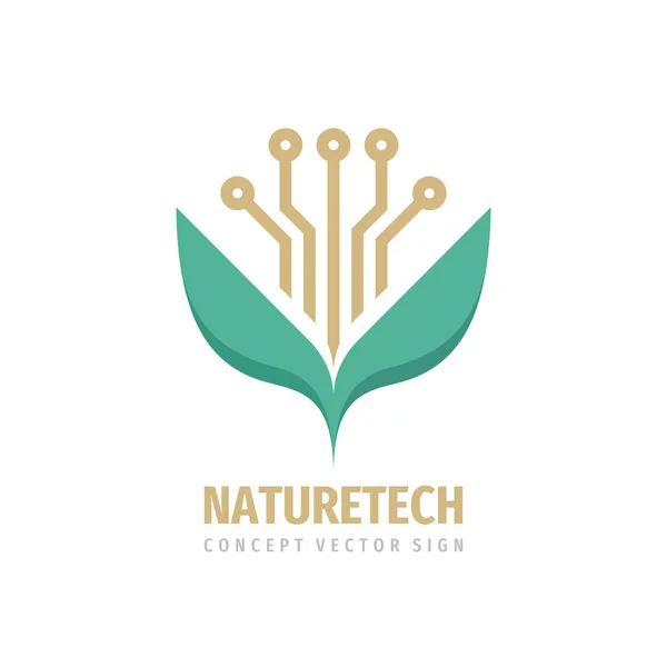 Eco Technology Sprout Flower Green Leaves Concept Logo Design Nature — Stock Vector