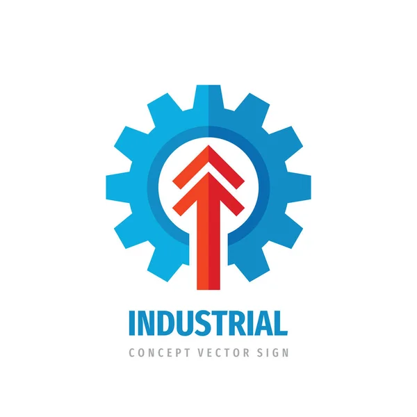 Industriebekleidung Pfeil Design Des Firmenlogos Fabrikschild Zahnradtechnologie Symbol Gestaltungselement Vektorillustration — Stockvektor