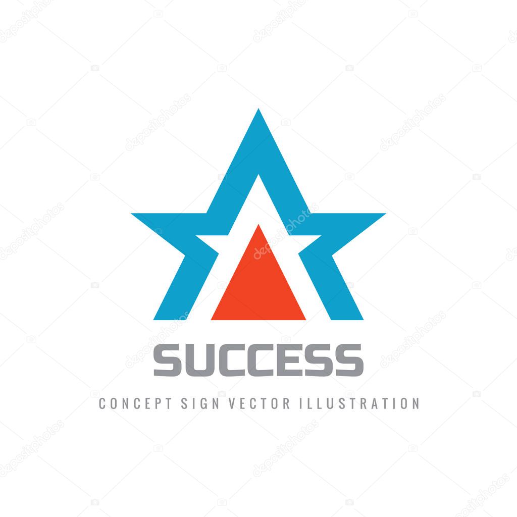 Success - concept logo design. Abstract star shape with arrow sign. Vector illustration.
