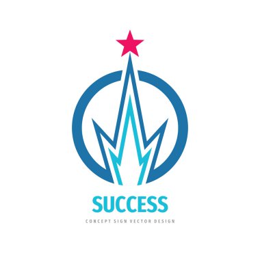 Başarı - vektör logo şablonu çizimi. Yaratıcı gelişim soyut bir işaret. Ödül kazanan nişanlar. Yıldız ikonu. Grafik tasarım ögesi. 