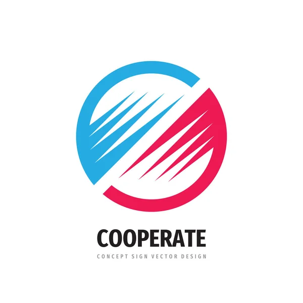 Illustration Concept Logo Vectoriel Abstrait Coopération Rayures Cercle Icône Sphère — Image vectorielle