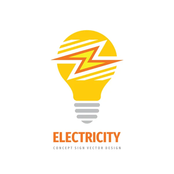 Projekt Tempale Logo Elektryczności Znak Koncepcyjny Żarówki Elektrycznej Piorun Twórczy — Wektor stockowy