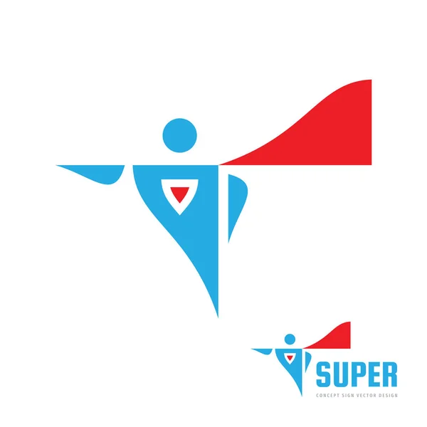 Süper Insan Konsept Logo Tasarımı Soyut Çizgi Roman Kahramanı Figürü — Stok Vektör