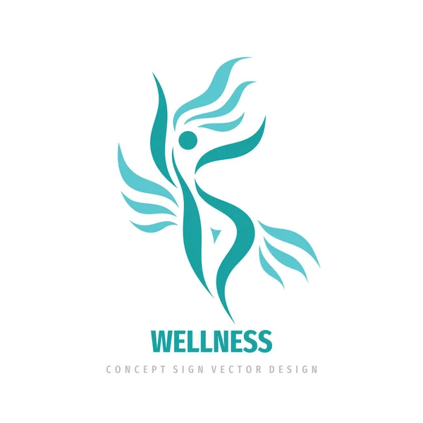 Wellness Mulher Vetor Logotipo Design Sinal Caráter Humano Estilizado Abstrato —  Vetores de Stock