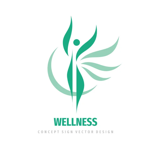 Wellness Mulher Vetor Logotipo Design Sinal Caráter Humano Estilizado Abstrato — Vetor de Stock