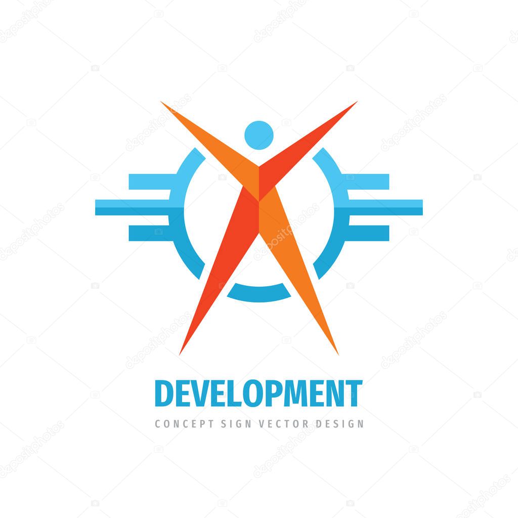 Development human logo template design. People concept vector sign.